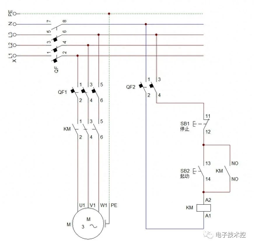 自锁控制电路图和工作原理讲解(图1)